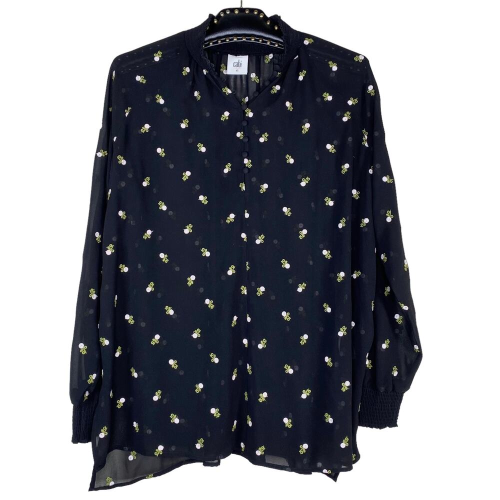 CAbi Alegria Embroidered Long Sleeve Chiffon Blouse XS - Picture 11 of 12